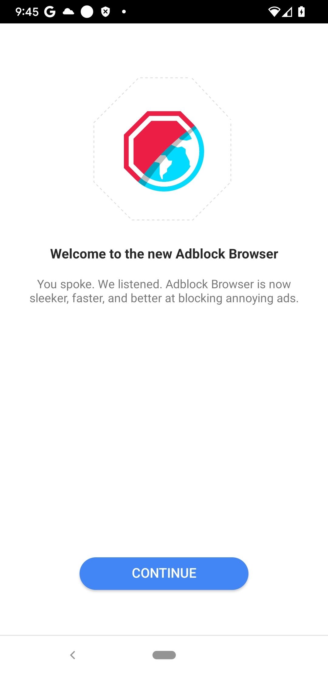Экран Adblock Browser на Android