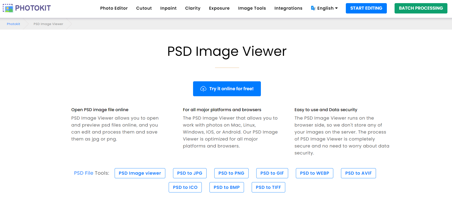 Интерфейс PhotoKit PSD Image Viewer