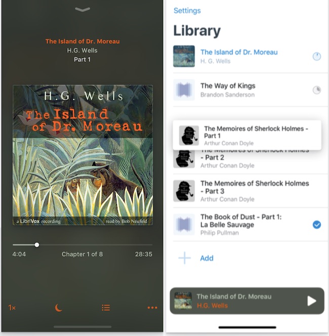 Интерфейс BookPlayer для аудиокниг на iPhone