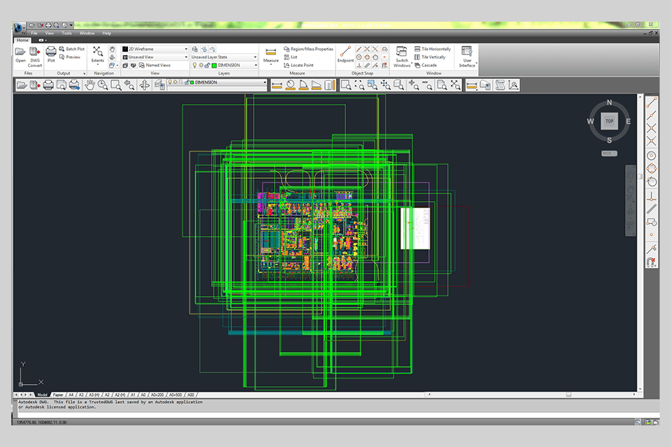Интерфейс Autodesk DWG TrueView с открытым чертежом