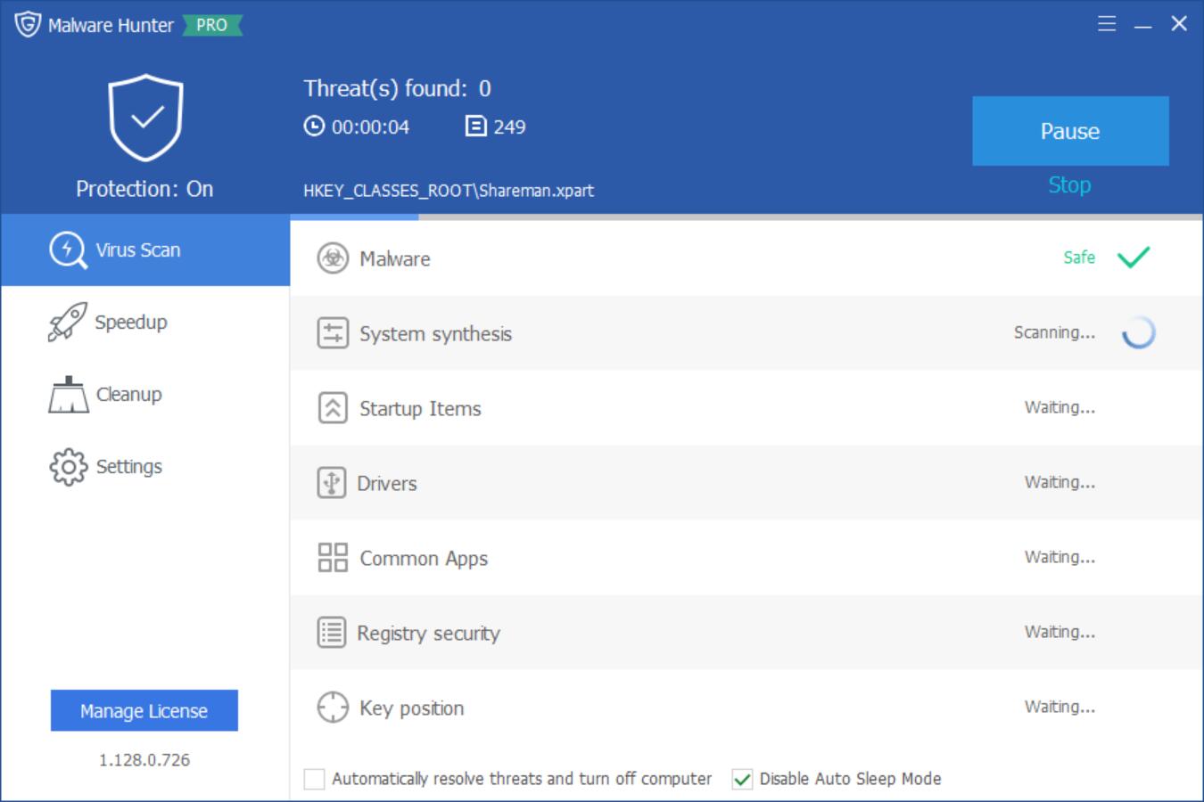 Virus Scan в Malware Hunter Pro