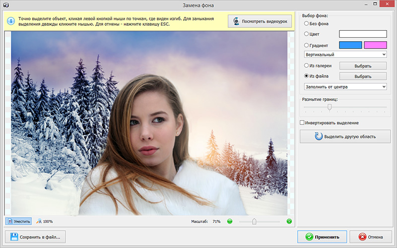 Интерфейс замены фона в Домашней Фотостудии