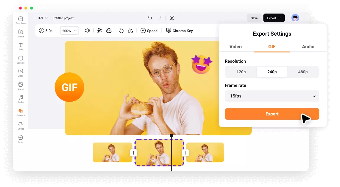 Настройки GIF export в FlexClip