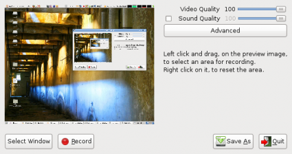 Исторический интерфейс recordMyDesktop