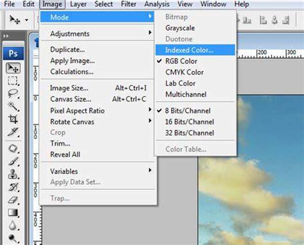 Переход к индексированной палитре в Photoshop