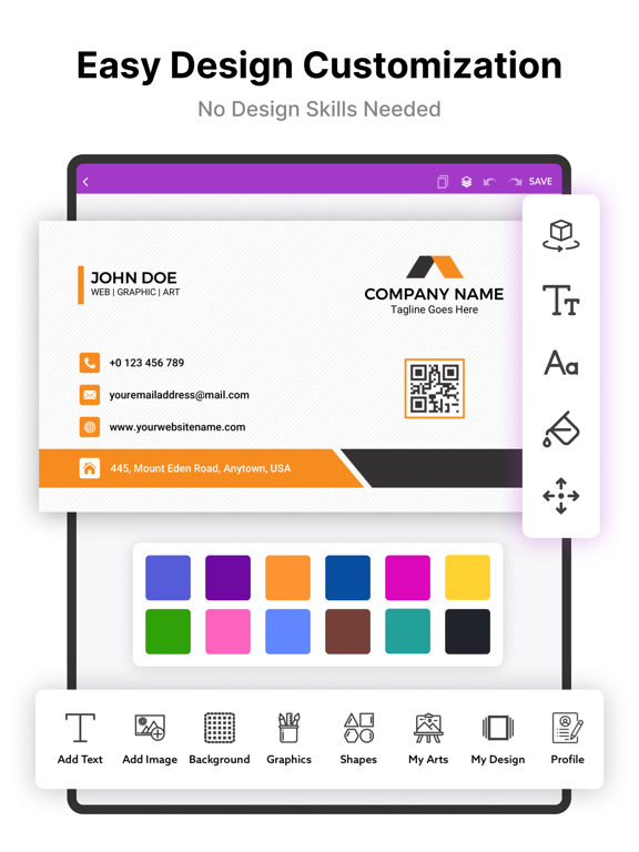 Интерфейс Business Card Maker, Creator на iPhone с выбором шаблонов визиток
