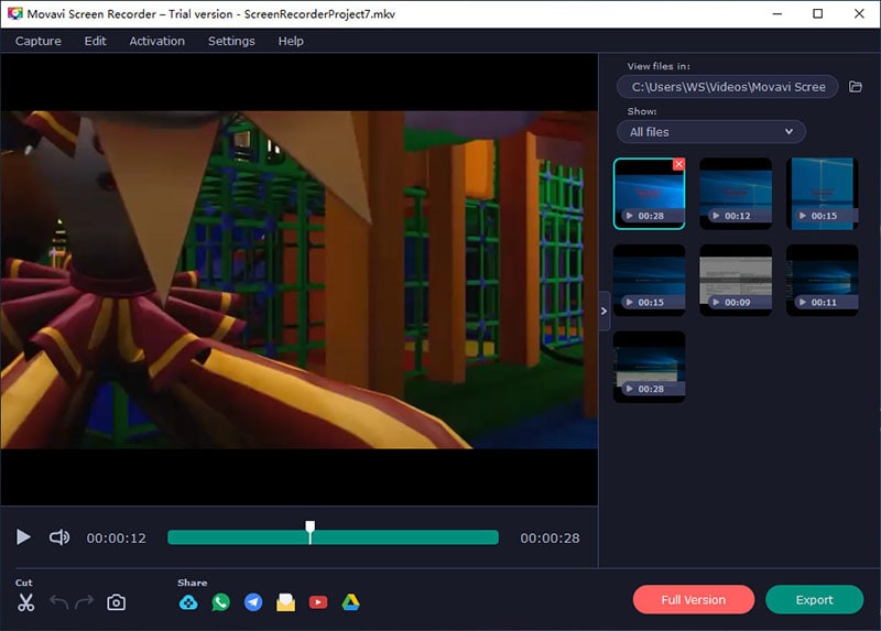 Интерфейс Movavi Screen Recorder: экран 1