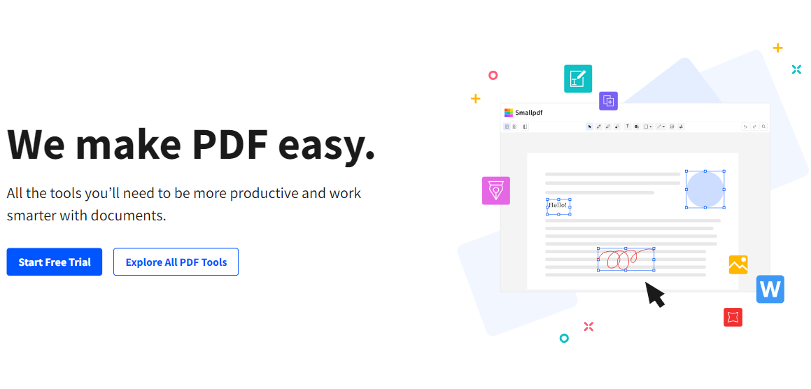Интерфейс Smallpdf для работы с PDF