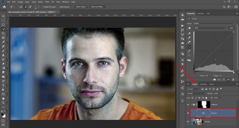 Adobe Photoshop: выбор области и работа с Curves в интерфейсе редактора