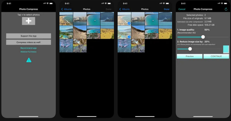 Интерфейс Photo Compress на iPhone