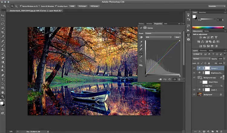 Интерфейс Curves в Photoshop в пошаговом винтажном уроке