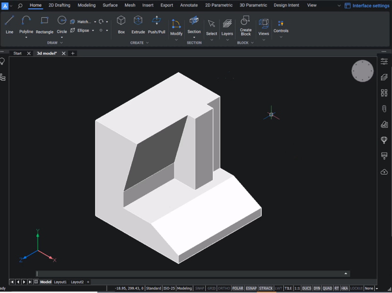Интерфейс BricsCAD