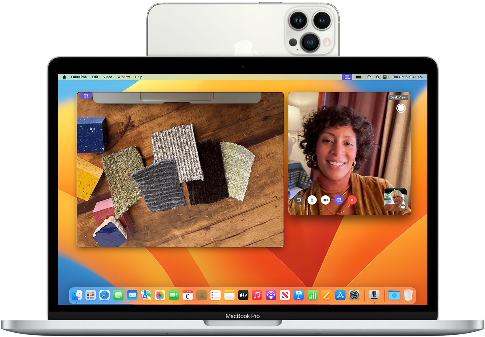 Интерфейс Continuity Camera на Mac с подключённым iPhone