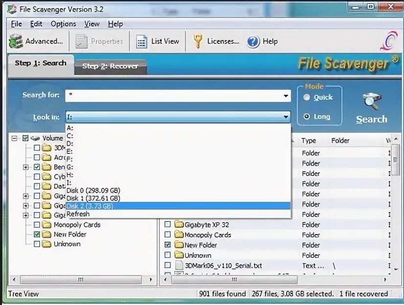 Интерфейс File Scavenger — пример 1