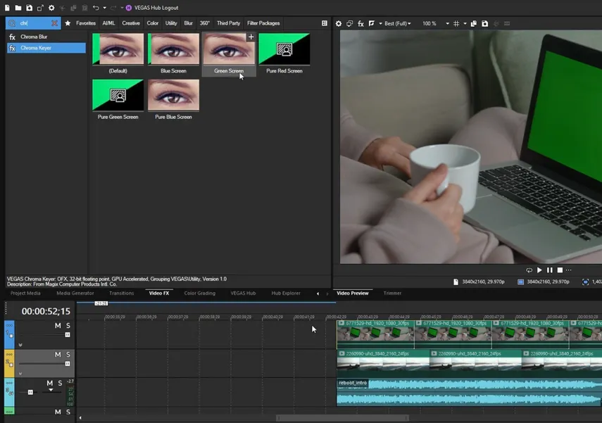 Применение Chroma Keyer в VEGAS Pro