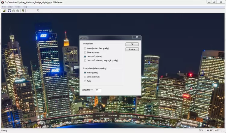 Окно Options в FSPViewer с настройками интерполяции