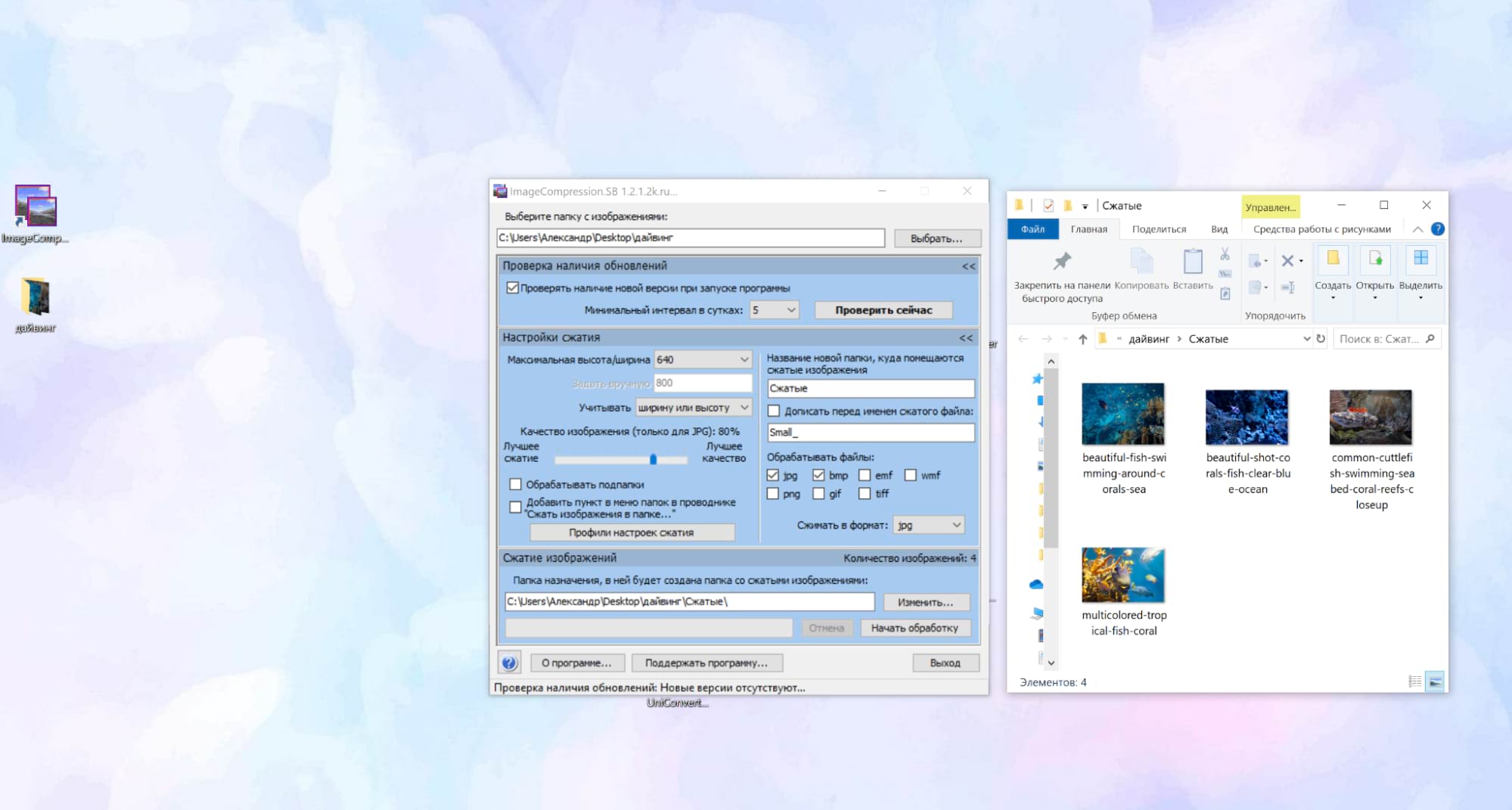 Интерфейс ImageCompression.SB для сжатия или изменения размера изображения