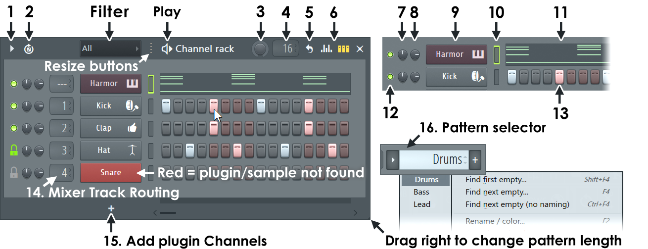 Channel Rack и Step Sequencer в FL Studio