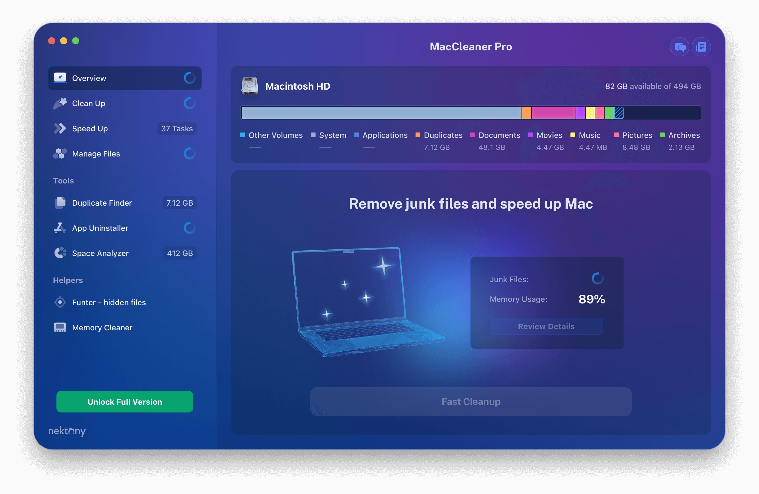 Интерфейс MacCleaner Pro