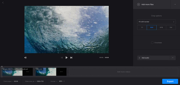 Интерфейс Video Merger в Online Video Cutter