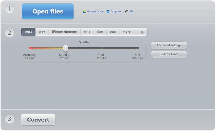 Интерфейс Online Audio Converter