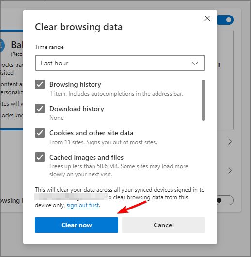 Кнопка Удалить сейчас в Microsoft Edge