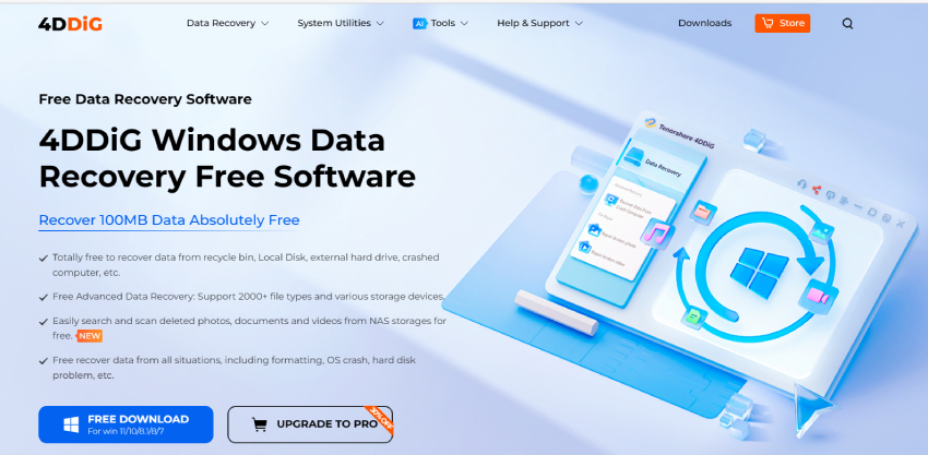 Главное окно 4DDiG Data Recovery с выбором расположения для сканирования