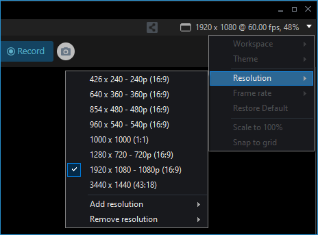 Выбор Stage Resolution в XSplit Broadcaster