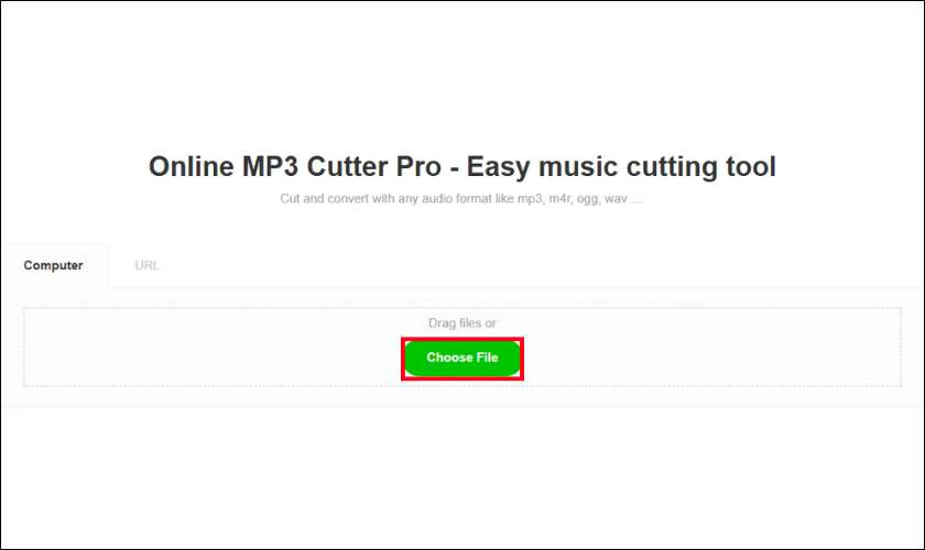 Интерфейс MP3CutterPro с кнопкой Choose File