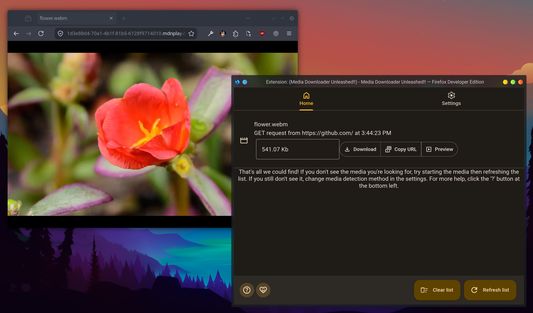 Главный интерфейс Media Downloader Unleashed со списком медиа