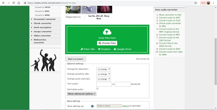Online-Convert: обработка WAV