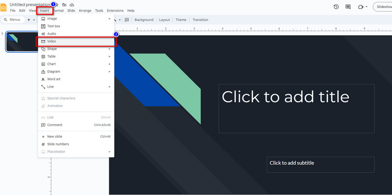 Команда Insert — Video в интерфейсе Google Slides