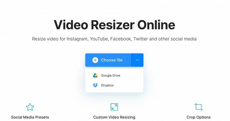 Загрузка файла в Clideo Video Resizer