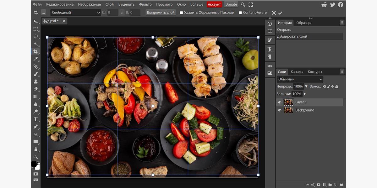 Интерфейс Photopea