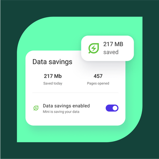 Панель Data savings в Opera Mini для Android