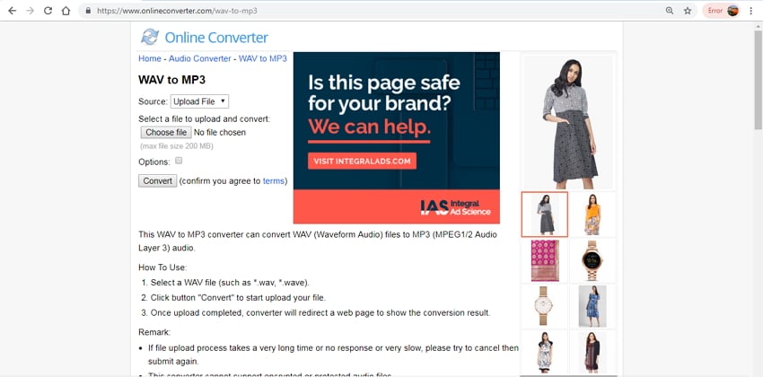 OnlineConverter.com: интерфейс из исходной WAV-инструкции