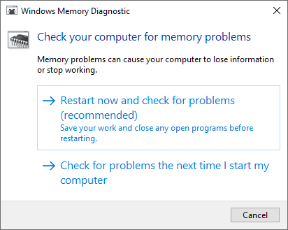 Windows Memory Diagnostic во время проверки памяти