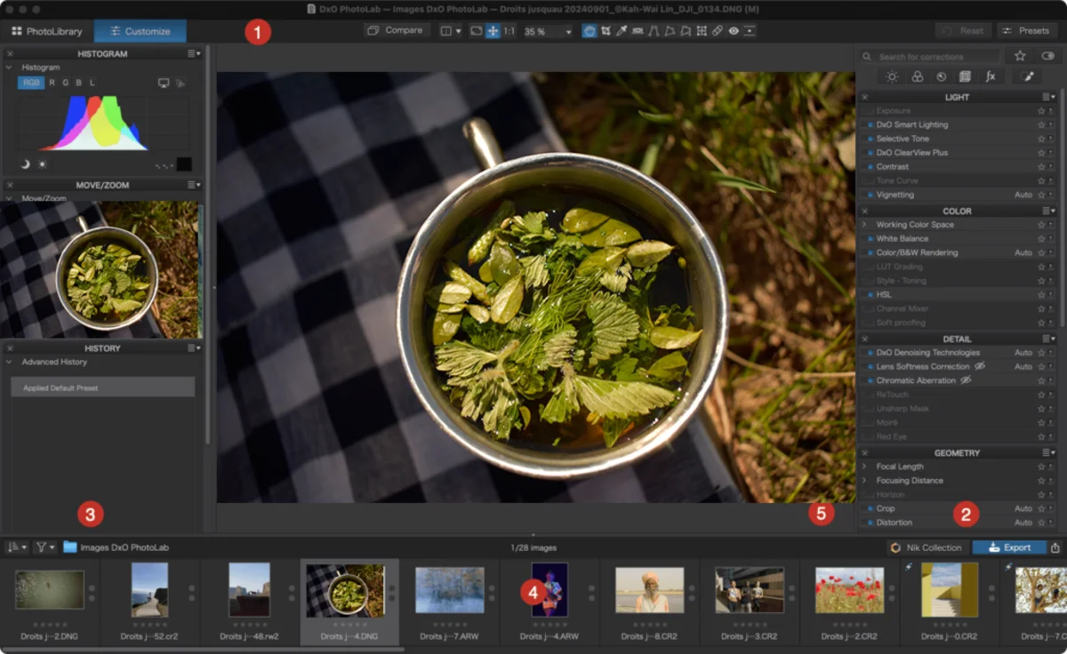 Интерфейс DxO PhotoLab
