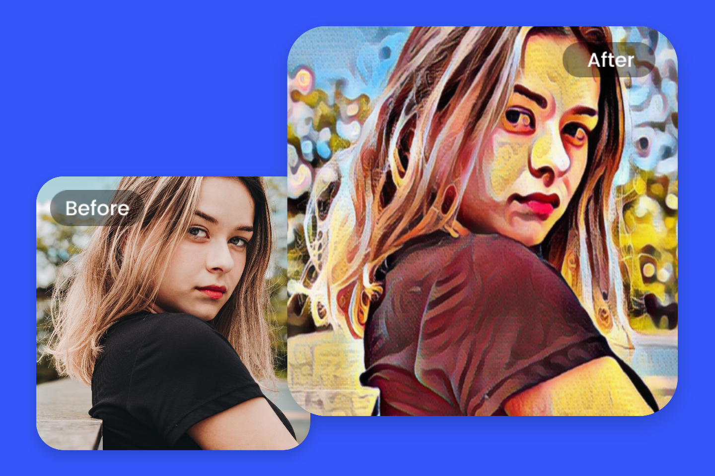 Пример преобразования портрета в Fotor Pop Art Generator