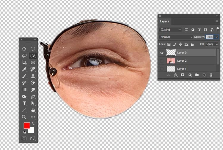 Выделение второго глаза для переноса в Photoshop