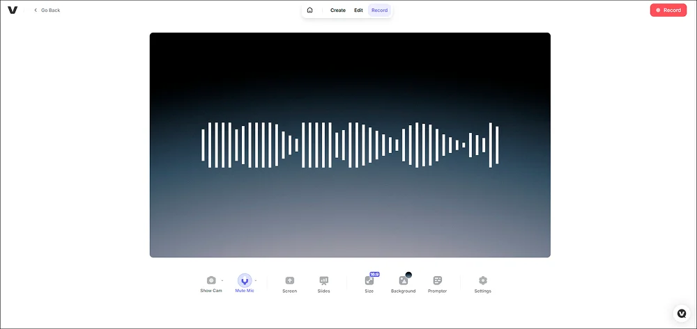 Интерфейс онлайн-рекордера VEED.IO