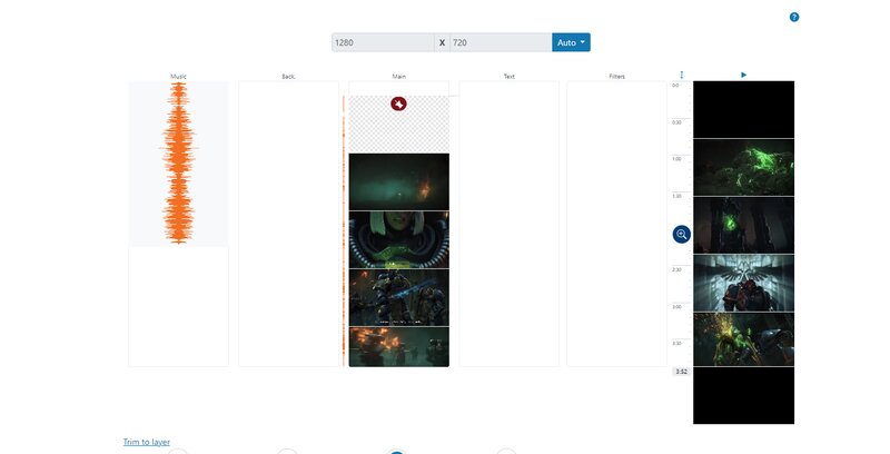 Интерфейс MovieMakerOnline при объединении видео и аудио, экран 3