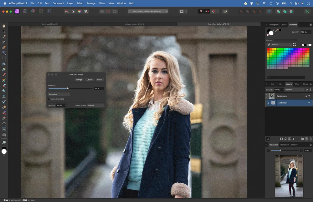 Добавление шума в Affinity Photo