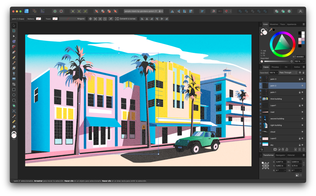 Интерфейс Affinity Designer с панелью слоёв