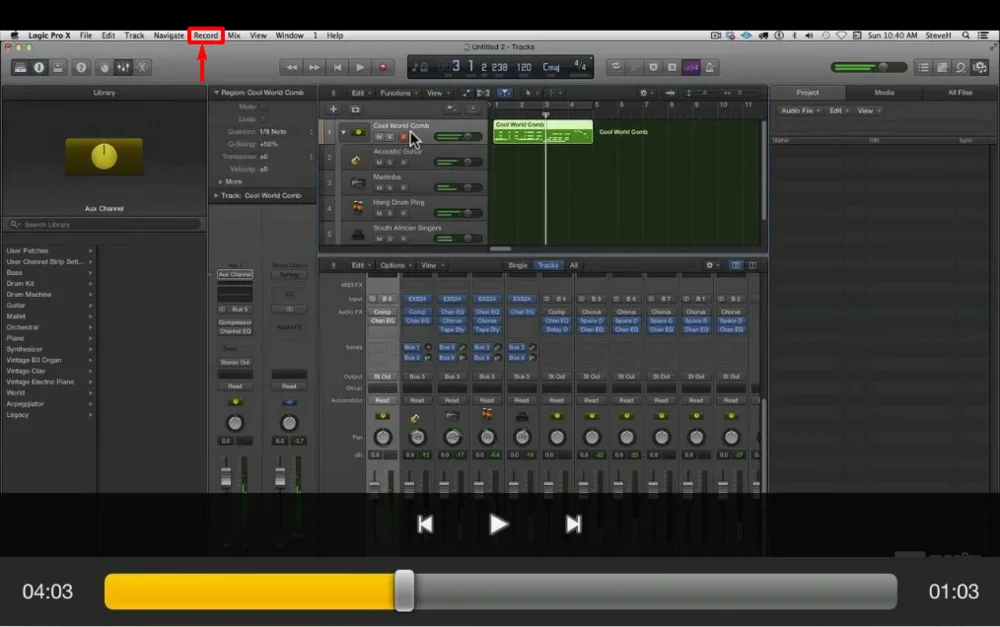 Интерфейс Logic Pro X