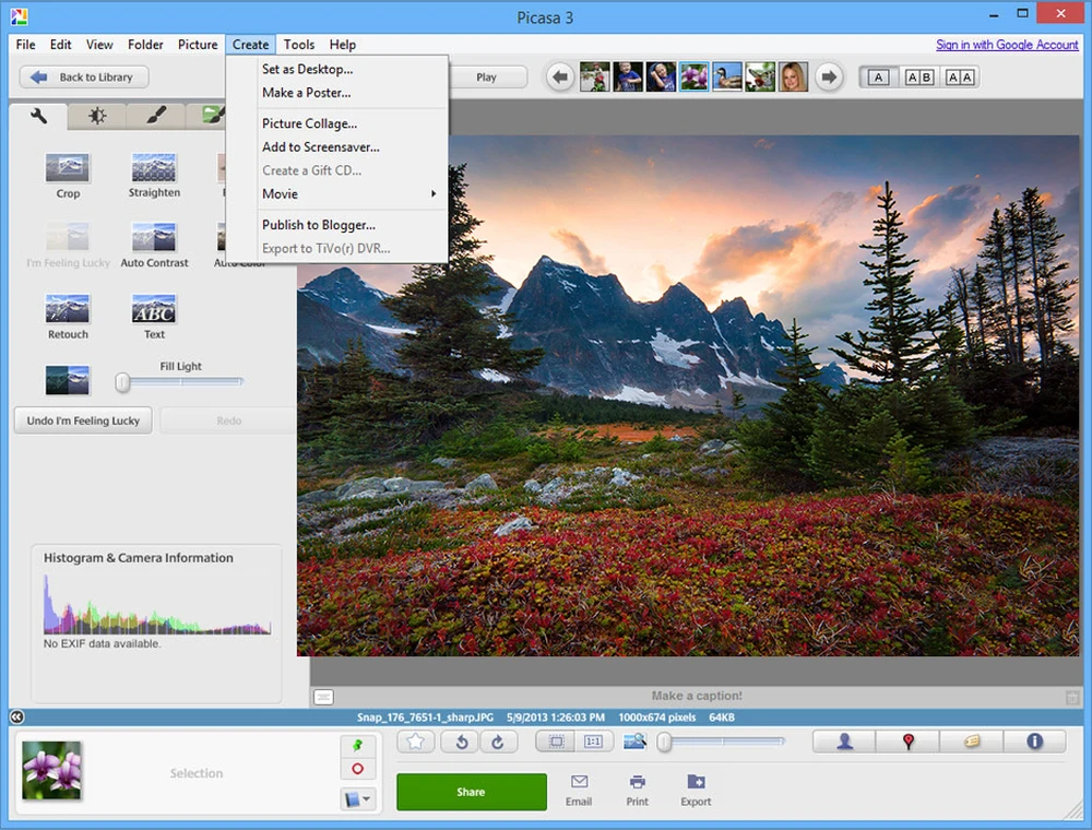 Старый интерфейс Picasa