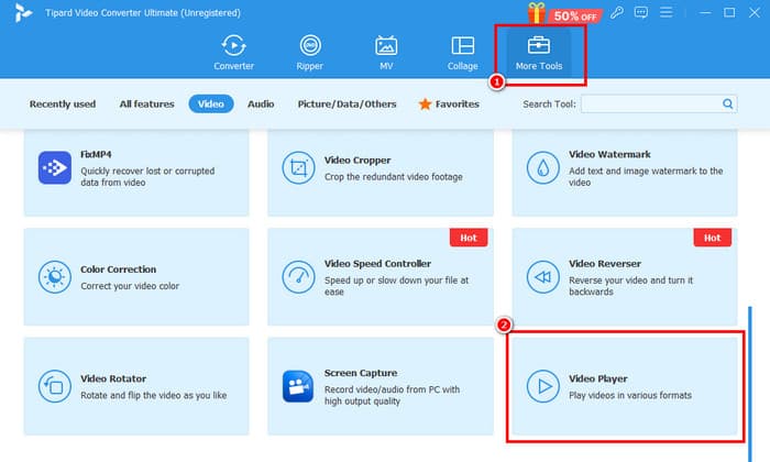 Video Player в Tipard Video Converter Ultimate и кнопка добавления видео