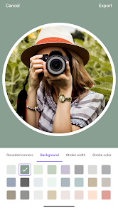 Интерфейс Round Photo Maker с круглым фото и настройками Background, Stroke width и Stroke color
