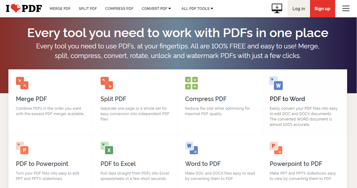 Интерфейс iLovePDF