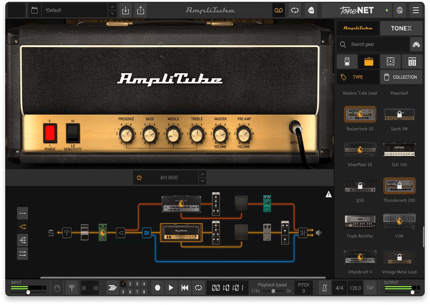 Интерфейс AmpliTube 5